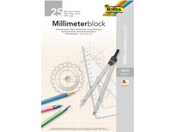 BLOC DE FEUILLES DE PAPIER MILLIMÉTRÉ 21x29,7 cm - 25 feuilles