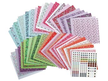 SET ORIGAMIVELLEN + STICKERS 70 g Fleurige motieven