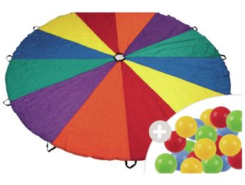 12 HANDLE PARACHUTE KIT AND 25 BALLS