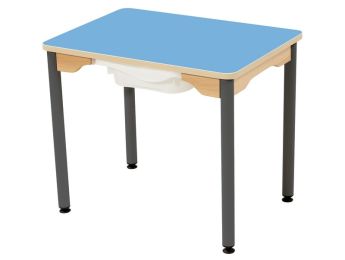 TISCH MIT BESCHICHTETER TISCHPLATTE + BEHÄLTER - METALLFUSSTEIL GRAU -...