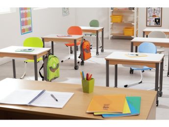 TABLE PLATEAU STRATIFIÉ + BAC - PIÉTEMENT À ROULETTES - Rectangle 70x50 cm