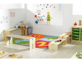 MAXISET 4 GEKLEURDE INSCHUIFBANKEN