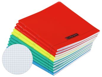 SET OF 10 POLYPRO EXERCISE BOOKS 17 x 22 cm - 96 pages 5x5 mm (small squares)