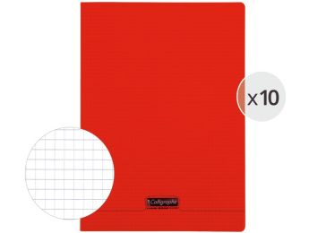 LOT DE 10 CAHIERS POLYPRO 24x32 cm - 96 pages 5x5 mm (petits carreaux)