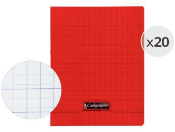 LOT DE 20 CAHIERS D'ÉCRITURE POLYPRO 17x22 cm - 90 g - 32 pages Double ligne 3...