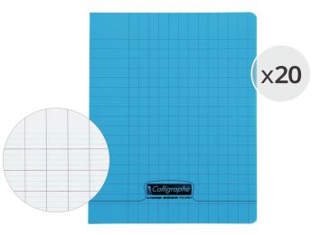 LOT DE 20 CAHIERS D'ÉCRITURE POLYPRO 17x22 cm - 90 g - 32 pages Séyès 2,5 mm