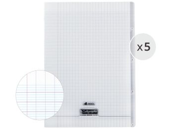 LOT DE 5 CAHIERS POLYPRO 4 index 24x32 cm - 140 pages