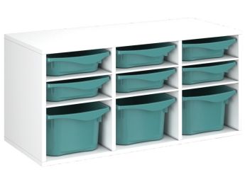 MÓVEL MELAMINADO A: 51 cm - C: 105 cm. 9 caixas - 6 prateleiras