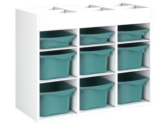 MÓVEL MELAMINADO A: 81 cm - C: 105 cm. 9 caixas - 6 prateleiras