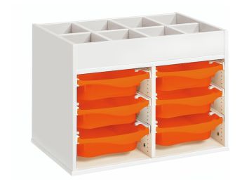 MEUBLE MÉLAMINÉ H: 51 cm - L: 70,5 cm 6 bacs sur rails