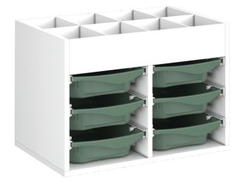 MÖBEL MIT MELAMINBESCHICHTUNG H: 51 cm - B: 70,5 cm 6 Behälter auf Schienen