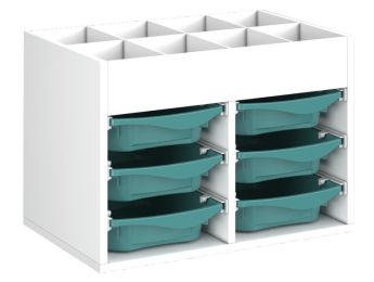 MÖBEL MIT MELAMINBESCHICHTUNG H: 51 cm - B: 70,5 cm 6 Behälter auf Schienen