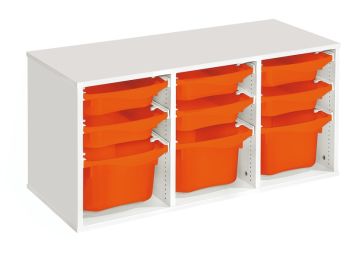 MEUBLE MÉLAMINÉ H: 51 cm - L: 105 cm 9 bacs sur rails