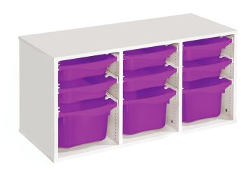 MEUBLE MÉLAMINÉ H: 51 cm - L: 105 cm 9 bacs sur rails