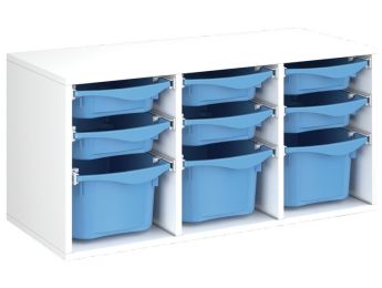 MÖBELSTÜCK MIT MELAMINBESCHICHTUNG H: 51 cm - L: 105 cm 9 Behälter auf...