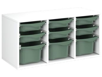 MÖBELSTÜCK MIT MELAMINBESCHICHTUNG H: 51 cm - L: 105 cm 9 Behälter auf...