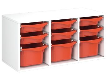 MÖBELSTÜCK MIT MELAMINBESCHICHTUNG H: 51 cm - L: 105 cm 9 Behälter auf...