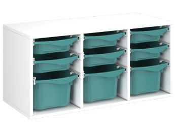 MÓVEL MELAMINADO A: 51 cm - C: 105 cm. 9 caixas em calhas