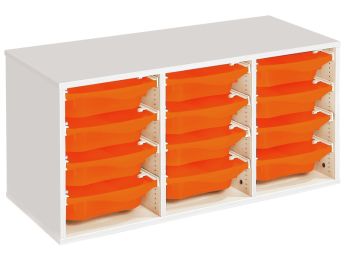 MEUBLE MÉLAMINÉ H: 51 cm - L: 105 cm 12 bacs sur rails