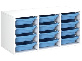 MEUBLE MÉLAMINÉ H: 51 cm - L: 105 cm 12 bacs sur rails