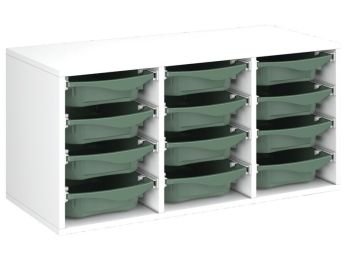 MEUBLE MÉLAMINÉ H: 51 cm - L: 105 cm 12 bacs sur rails