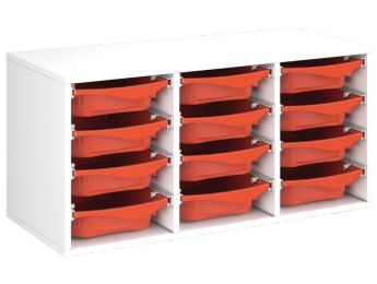 MÖBELSTÜCK MIT MELAMINBESCHICHTUNG H: 51 cm - L: 105 cm 12 Behälter auf...