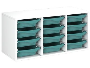 MÖBELSTÜCK MIT MELAMINBESCHICHTUNG H: 51 cm - L: 105 cm 12 Behälter auf...