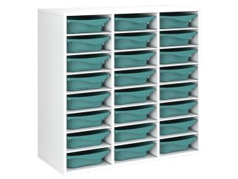 MEUBLE MÉLAMINÉ H: 102 cm - L: 105 cm 24 bacs - 21 étagères