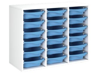 MEUBLE MÉLAMINÉ H: 81 cm - L: 105 cm 18 bacs sur rails