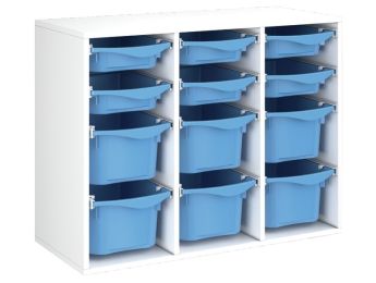 MÖBELSTÜCK MIT MELAMINBESCHICHTUNG H: 81 cm - L: 105 cm 12 Behälter auf...