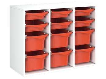 MÖBELSTÜCK MIT MELAMINBESCHICHTUNG H: 81 cm - L: 105 cm 12 Behälter auf...