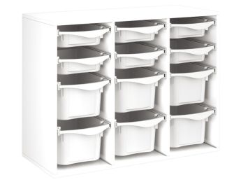 MEUBLE MÉLAMINÉ H: 81 cm - L: 105 cm 12 bacs sur rails
