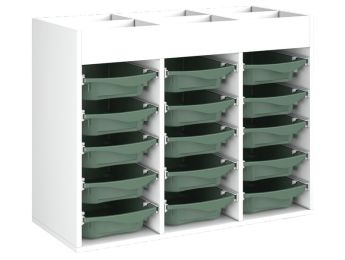 MÖBELSTÜCK MIT MELAMINBESCHICHTUNG H: 81 cm - L: 105 cm 15 Behälter auf...