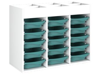 MÖBELSTÜCK MIT MELAMINBESCHICHTUNG H: 81 cm - L: 105 cm 15 Behälter auf...