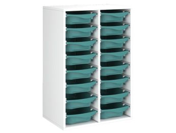MÖBELSTÜCK MIT MELAMINBESCHICHTUNG H: 102 cm - L: 70,5 cm 16 Behälter auf...