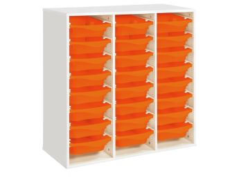 MEUBLE MÉLAMINÉ H: 102 cm - L: 105 cm 24 bacs sur rails