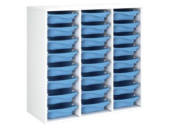MEUBLE MÉLAMINÉ H: 102 cm - L: 105 cm 24 bacs sur rails