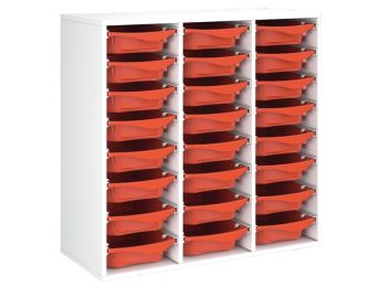 MÖBELSTÜCK MIT MELAMINBESCHICHTUNG H: 102 cm - L: 105 cm 24 Behälter auf...