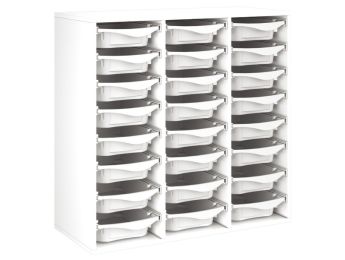 MEUBLE MÉLAMINÉ H: 102 cm - L: 105 cm 24 bacs sur rails