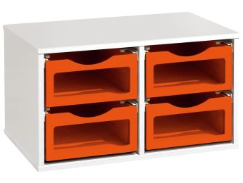 MEUBLE MÉLAMINÉ H: 51 cm - L: 70,5 cm 4 bacs sur rails