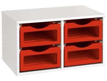 MEUBLE MÉLAMINÉ H: 51 cm - L: 70,5 cm 4 bacs sur rails