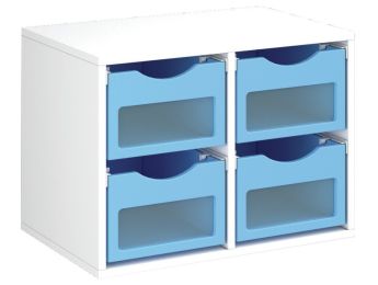 MEUBLE MÉLAMINÉ H: 51 cm - L: 70,5 cm 4 bacs sur rails
