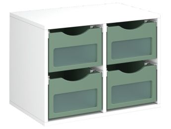 MÖBELSTÜCK MIT MELAMINBESCHICHTUNG H: 51 cm - L: 70,5 cm 4 Behälter auf...