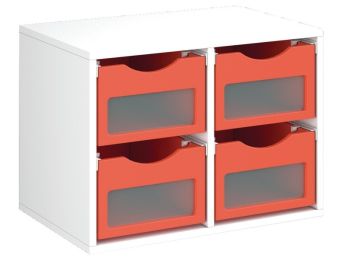 MÖBELSTÜCK MIT MELAMINBESCHICHTUNG H: 51 cm - L: 70,5 cm 4 Behälter auf...