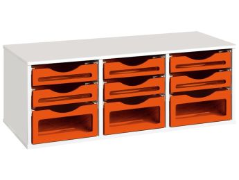 MEUBLE MÉLAMINÉ H: 51 cm - L: 105 cm 9 bacs sur rails