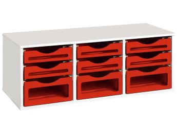 MEUBLE MÉLAMINÉ H: 51 cm - L: 105 cm 9 bacs sur rails