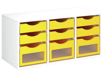 MEUBLE MÉLAMINÉ H: 51 cm - L: 105 cm 9 bacs sur rails