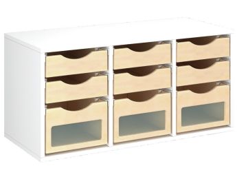 MEUBLE MÉLAMINÉ H: 51 cm - L: 105 cm 9 bacs sur rails