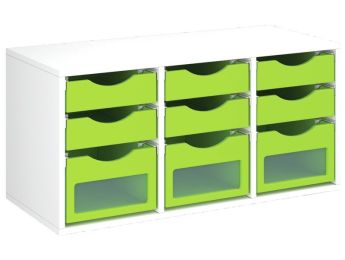 MEUBLE MÉLAMINÉ H: 51 cm - L: 105 cm 9 bacs sur rails