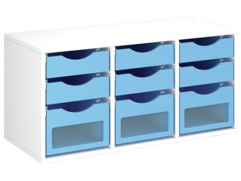 MEUBLE MÉLAMINÉ H: 51 cm - L: 105 cm 9 bacs sur rails